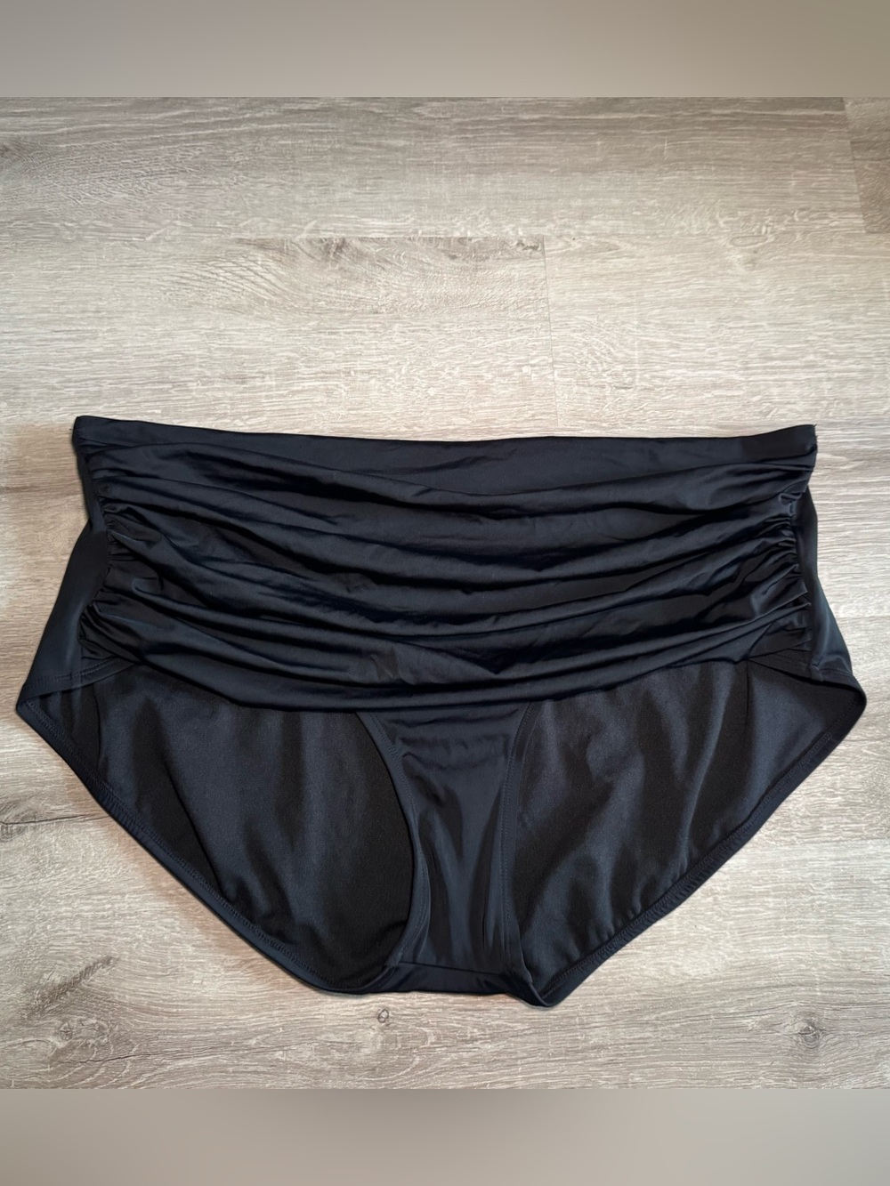 NWT Plus Size Ruched High Waisted Bikini Bottoms Black Size 2X